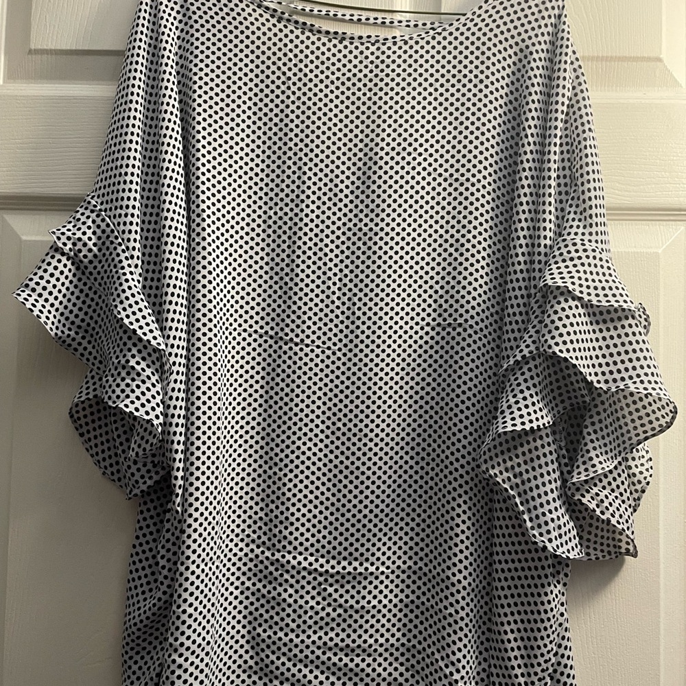 Polka Dot Ruffle Sleeve Blouse
